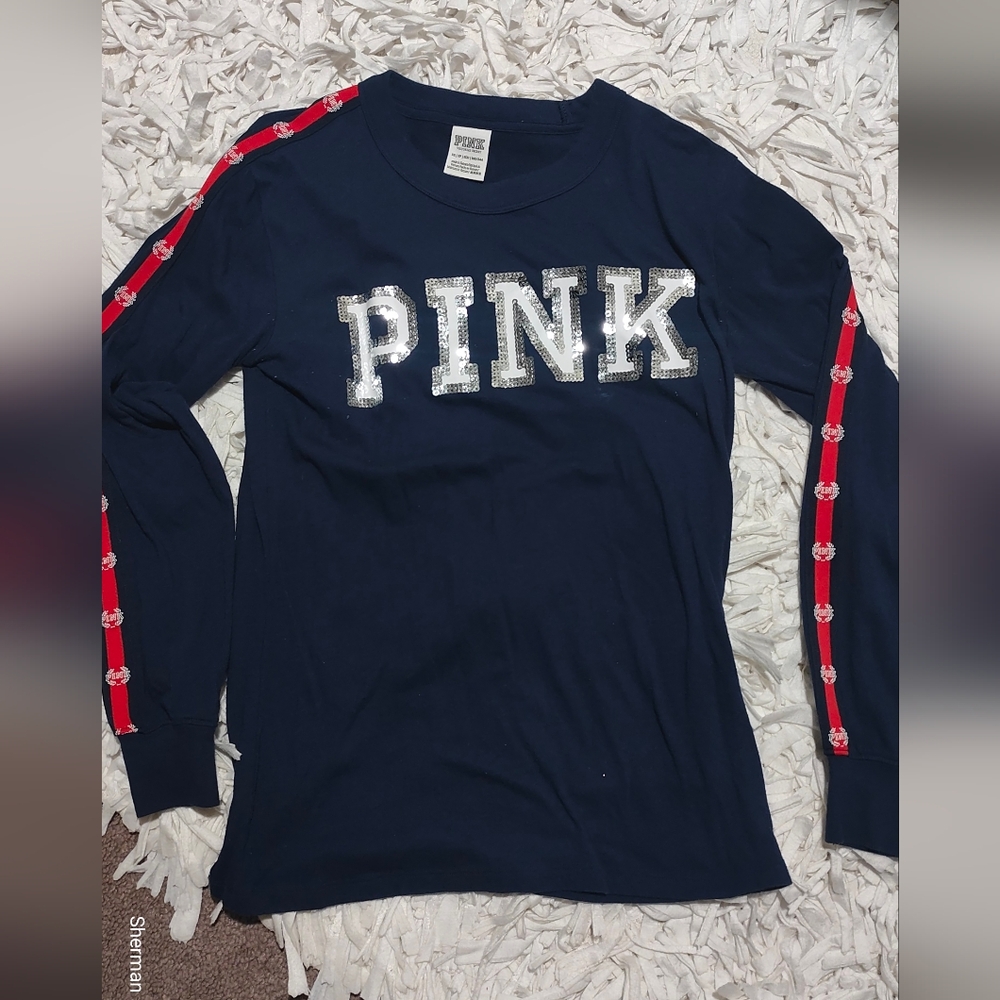 Navy Long Sleeve with Sequin Lettering